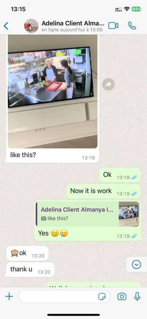 Zrzut ekranu z rozmowy ze wsparciem usevq na WhatsApp