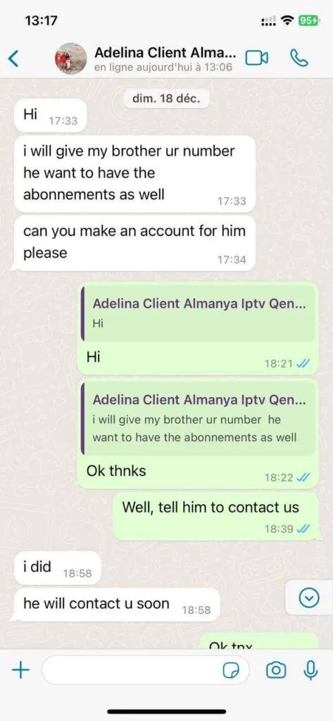 Zrzut ekranu z rozmowy ze wsparciem usevq na WhatsApp